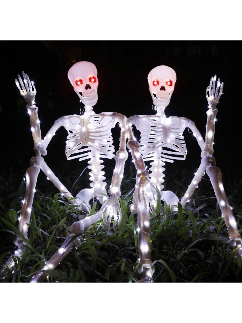 2 PCS Halloween Decorations Light White Skeletons 36" (90cm) Light Up Skeleton